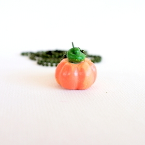 Πήλινο κολιέ Κολοκύθα με αλυσίδα - charms, πηλός, μακριά, halloween