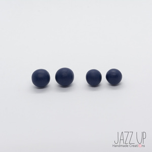 "Dots & Colors" - Μπλε καρφωτά σκουλαρίκια από πολυμερή πηλό - ασήμι 925, πηλός, minimal, καρφωτά, φθηνά - 2