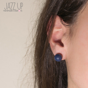 "Dots & Colors" - Μπλε καρφωτά σκουλαρίκια από πηλό - ασήμι 925, πηλός, minimal, καρφωτά, φθηνά - 5