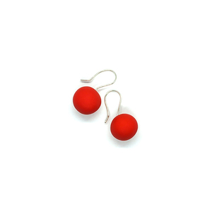 "Dots & Colors Red" - Κόκκινα κρεμαστά minimal σκουλαρίκια από πολυμερή πηλό - ασήμι 925, πηλός, minimal, μικρά, κρεμαστά, γάντζος, αγ. βαλεντίνου