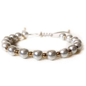White pearl bracelet - μοντέρνο, με πέρλες, πέρλες, αυξομειούμενα