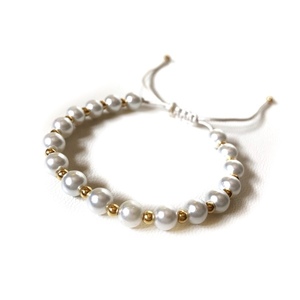 White pearl bracelet - μοντέρνο, με πέρλες, πέρλες, αυξομειούμενα - 2