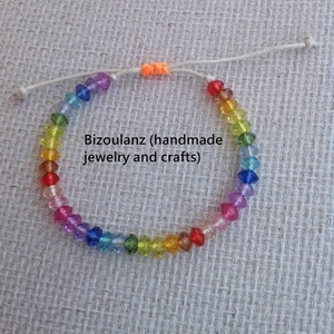 βραχιόλι χάντρες ουράνιο τόξο, rainbow crystal friendship bracelet - κορδόνια, χάντρες, χεριού, αυξομειούμενα, φθηνά - 2