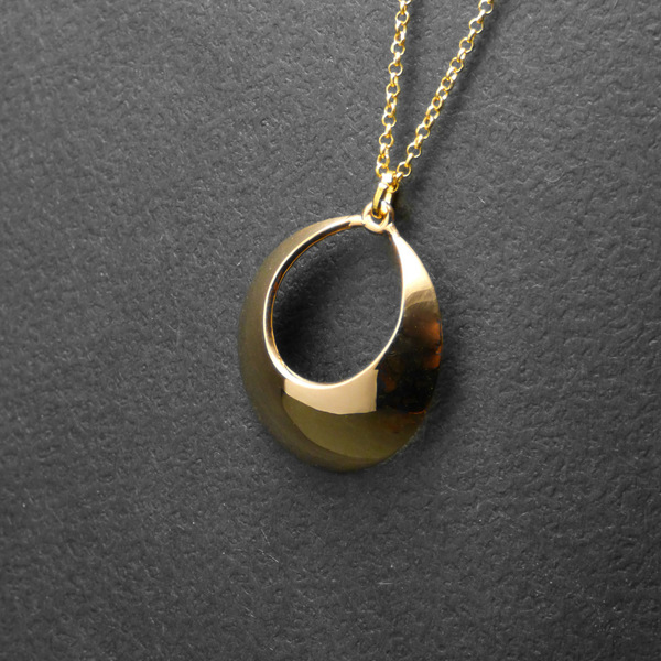 " Curved necklace " Χειροποίητο επίχρυσο 18Κ μενταγιόν με αλυσίδα σε γεωμετρικό σχέδιο! - επιχρυσωμένα, ορείχαλκος, κοντά, φθηνά, μενταγιόν - 2
