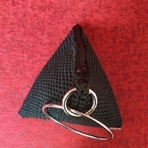 Πλεκτή Τσάντα Πυραμίδα μαύρη - χειρός, πλεκτές τσάντες, μικρές - 2