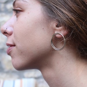 καρφωτά σκουλαρίκια με διπλούς κρίκους - αλπακάς, καρφωτά - 5