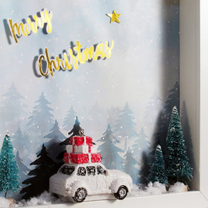Χριστουγεννιάτικο Κάδρo "Το χιονισμένο αμαξάκι φορτωμένο με δώρα" - ξύλο, χειροποίητα, διακοσμητικά, χριστουγεννιάτικα δώρα, δέντρο - 4