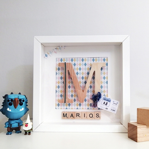 Παιδικό καδράκι με ξύλινο μονόγραμμα & σκραμπλ γράμματα με το όνομά του-της|Μάριος|Παιδικό Δωμάτιο - όνομα - μονόγραμμα, δώρα για παιδιά, δώρα γενεθλίων, δώρο γέννησης, προσωποποιημένα, ενθύμια γέννησης - 3