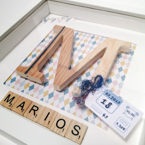 Παιδικό καδράκι με ξύλινο μονόγραμμα & σκραμπλ γράμματα με το όνομά του-της|Μάριος|Παιδικό Δωμάτιο - όνομα - μονόγραμμα, δώρα για παιδιά, δώρα γενεθλίων, δώρο γέννησης, προσωποποιημένα, ενθύμια γέννησης - 2