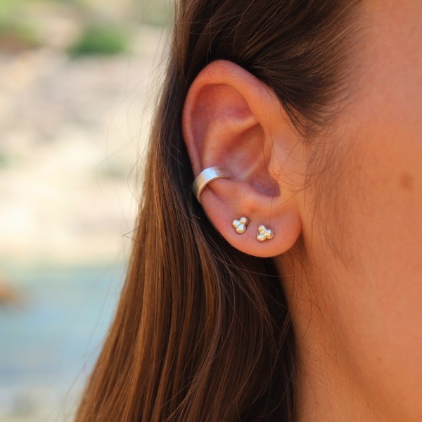 _dots silver earrings - μικρά σκουλαρίκια από ασήμι 925 - ασήμι, minimal, καρφωτά - 5