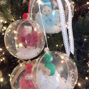 Χριστουγεννιάτικη κοριτσίστικη μπάλα με κολιέ - δώρο, χριστουγεννιάτικο, στολίδια, μπάλες - 5