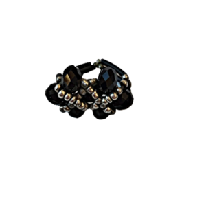 δαχτυλίδι μαύρο-ασημί με κρύσταλλα swarovski - swarovski, χάντρες, σταθερά, μεγάλα, φθηνά