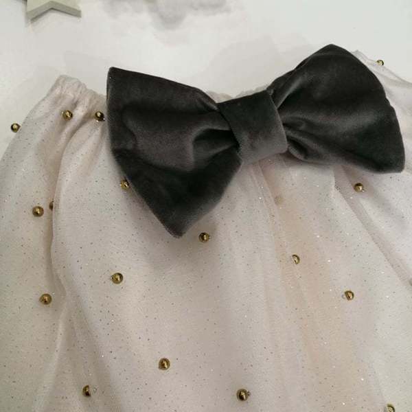 Τουλινη Φούστα Λευκη με Πέρλες και Φιόγκο με βελουδο - φιόγκος, κορίτσι, 0-3 μηνών, παιδικά ρούχα, 1-2 ετών - 3