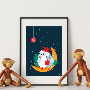 Χριστουγεννιάτικο ξύλινο καδράκι "Ο Ποντικούλης & η Κουκουβάγια"|21x30 Παιδικό Δωμάτιο - αφίσες, χριστουγεννιάτικο, διακοσμητικά - 4
