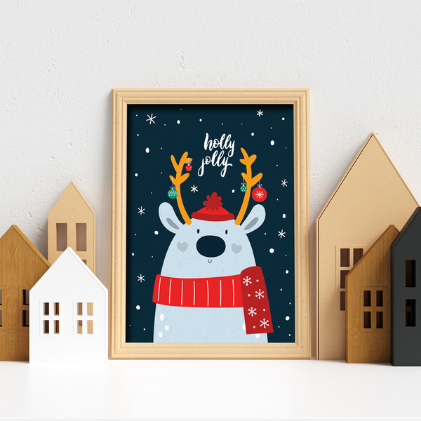 Χριστουγεννιάτικο καδράκι "ο Γιορτινός Αρκούδος με το κόκκινο κασκόλ"|21x30εκ - πίνακες & κάδρα, διακοσμητικά, χριστουγεννιάτικα δώρα - 2