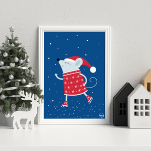 Ξύλινο γιορτινό καδράκι "Πρωτοχρονιάτικος Ποντικούλης"|21x30 Χριστουγεννιάτικη Διακόσμηση - ξύλο, πίνακες & κάδρα, διακοσμητικά, χριστουγεννιάτικα δώρα, άγιος βασίλης - 2