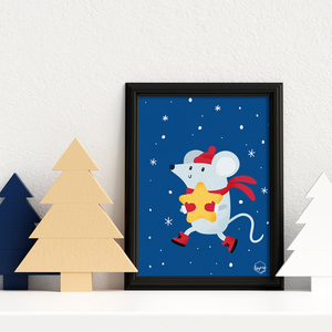 Χριστουγεννιάτικο καδράκι "Ο Ποντικούλης κρατάει σφιχτά το Αστέρι των Χριστουγέννων"|21x30εκ Χριστουγεννιάτικη Διακόσμηση - ξύλο, πίνακες & κάδρα, αστέρι, διακοσμητικά, χριστουγεννιάτικα δώρα - 4