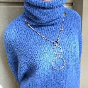 "Minimalistic style" long chain necklace in Black and Silver - ασήμι, μακριά, minimal, μπρούντζος, Black Friday