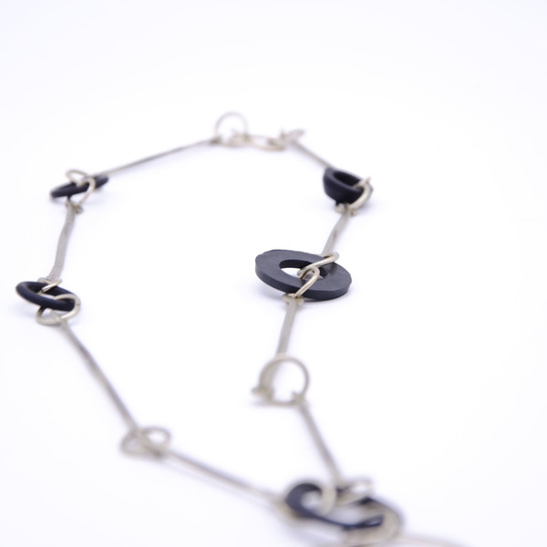 "Minimalistic style" long chain necklace in Black and Silver - ασήμι, μακριά, minimal, μπρούντζος, Black Friday - 3