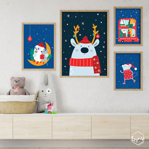 Χριστουγεννιάτικο ξύλινο καδράκι "Ο Ποντικούλης & η Κουκουβάγια"|21x30 Παιδικό Δωμάτιο - αφίσες, χριστουγεννιάτικο, διακοσμητικά - 3