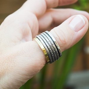 Φαρδύ χειροποίητο ασημένιο δαχτυλίδι spinner - δαχτυλίδι, δαχτυλίδια - 2