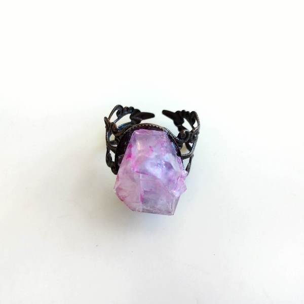 Δαχτυλίδι με ροζ χειροποίητο κρύσταλλο. - ημιπολύτιμες πέτρες, κρύσταλλα, romantic, αυξομειούμενα - 2