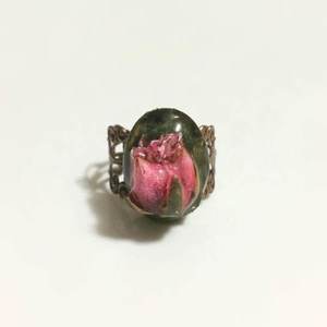 Δαχτυλίδι με αληθινό αποξηραμένο τριανταφυλλάκι - τριαντάφυλλο, χειροποίητα, αποξηραμένα άνθη, αυξομειούμενα - 2