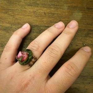 Δαχτυλίδι με αληθινό αποξηραμένο τριανταφυλλάκι - τριαντάφυλλο, χειροποίητα, αυξομειούμενα - 5