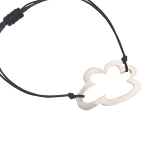 Βραχιόλι σύννεφο μικρό με κορδόνι από ασήμι 925, σειρά "Look at the sky" - charms, ασήμι 925, κορδόνια, κορδόνια, αυξομειούμενα - 2