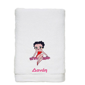 Κεντημένη Πετσέτα Μπάνιου Betty Boop με όνομα - κορίτσι, δώρο, πετσέτες, προσωποποιημένα