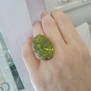 Επίχρυσο δαχτυλίδι με περίδοτο - ημιπολύτιμες πέτρες, επιχρυσωμένα, μεγάλα, αυξομειούμενα, φθηνά - 3