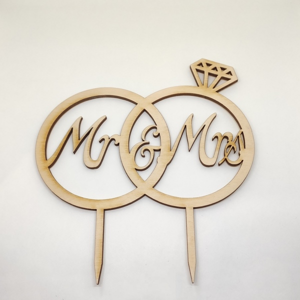 Διακοσμητικό τούρτας (Cake topper) δαχτυλίδια Mr and Mrs - mr & mrs - 3