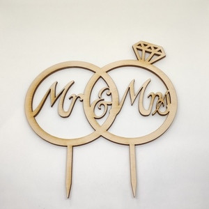 Διακοσμητικό τούρτας (Cake topper) δαχτυλίδια Mr and Mrs - mr & mrs - 3