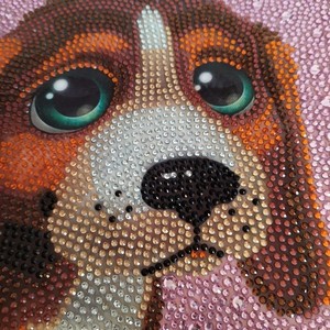 πίνακας σκυλάκι ψηφιδωτό μερικώς διακοσμημένο με στρασάκια - στρας, πίνακες & κάδρα, χειροποίητα, σκυλάκι - 2
