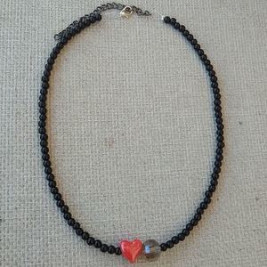 κολιέ κοντό μαύρο με καρδιά και κρύσταλλο αγίου Βαλεντίνου - καρδιά, swarovski, κοντά, δώρα αγίου βαλεντίνου, φθηνά - 2