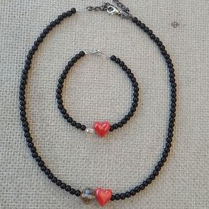 κολιέ κοντό μαύρο με καρδιά και κρύσταλλο αγίου Βαλεντίνου - καρδιά, swarovski, κοντά, δώρα αγίου βαλεντίνου, φθηνά - 3