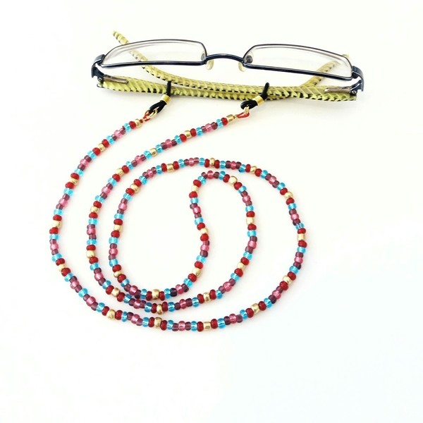 Κορδόνι για γυαλιά με πολύχρωμες χάντρες - πολύχρωμο, χειροποίητα, χάντρες, κορδόνια γυαλιών - 4