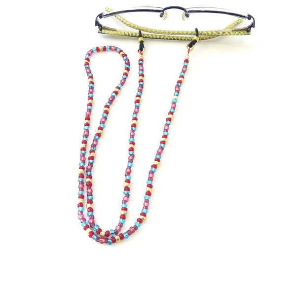 Κορδόνι για γυαλιά με πολύχρωμες χάντρες - πολύχρωμο, χειροποίητα, χάντρες, κορδόνια γυαλιών - 5