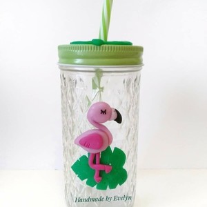 Ποτήρι φλαμίνγκο χειροποίητο από πολυμερικό πηλό - κορίτσι, πηλός, flamingos, κούπες & φλυτζάνια, δώρα για γυναίκες - 3