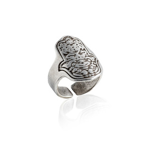 Δαχτυλίδι Fatima Hand - Χρώμα Ασημί - ορείχαλκος, επάργυρα, boho, μεγάλα, αυξομειούμενα, φθηνά