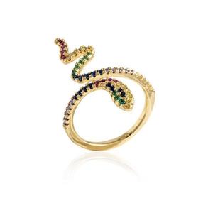 Δαχτυλίδι Colorful Zircon Snake - Χρώμα Χρυσό - ημιπολύτιμες πέτρες, επιχρυσωμένα, ορείχαλκος, boho, αυξομειούμενα, φθηνά