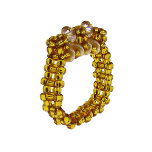 Δαχτυλίδι με χάντρες σε χρυσό χρώμα και κρύσταλλα Swarovski - swarovski, χειροποίητα, χάντρες, σταθερά, φθηνά