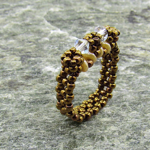 Δαχτυλίδι με χάντρες σε χάλκινο χρώμα και κρύσταλλα Swarovski - swarovski, χειροποίητα, χάντρες, σταθερά, φθηνά - 4