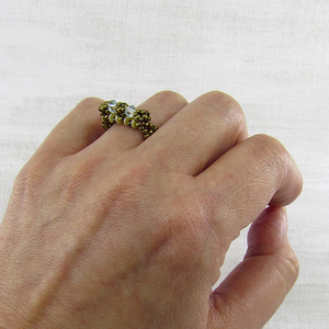 Δαχτυλίδι με χάντρες σε χάλκινο χρώμα και κρύσταλλα Swarovski - swarovski, χειροποίητα, χάντρες, σταθερά, φθηνά - 5