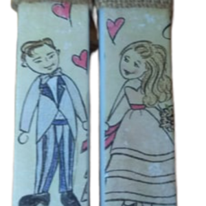 015 Σετ πασχαλινές λαμπάδες και καδράκι ξύλινο νύφη γαμπρός - λαμπάδες, ζευγάρια - 3