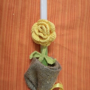 Λαμπάδα πλεκτό λουλούδι σελιδοδείκτης - κορίτσι, λαμπάδες, για ενήλικες, για εφήβους - 2