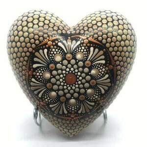 Διακοσμητικη καρδια με τεχνικη mandala - τσιμέντο, διακοσμητικά