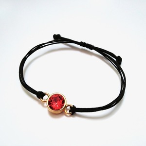 Red Bracelet - Gold - charms, επιχρυσωμένα, ορείχαλκος, χάντρες, χεριού, αυξομειούμενα
