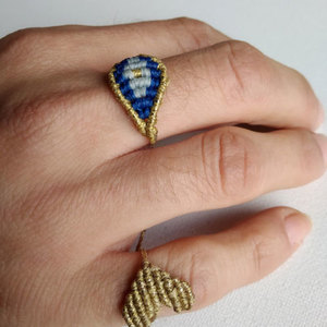 Μακραμέ δαχτυλίδι καρδιά - καρδιά, μακραμέ, romantic, μικρά, αυξομειούμενα, φθηνά - 3