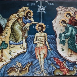 Βάφτιση Ιησού Χριστού - ζωγραφισμένα στο χέρι, πίνακες & κάδρα, πίνακες ζωγραφικής - 4